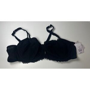 Auden Black Lace Balconette Coverage Unlined Comfort Wire Bra 44C NWT